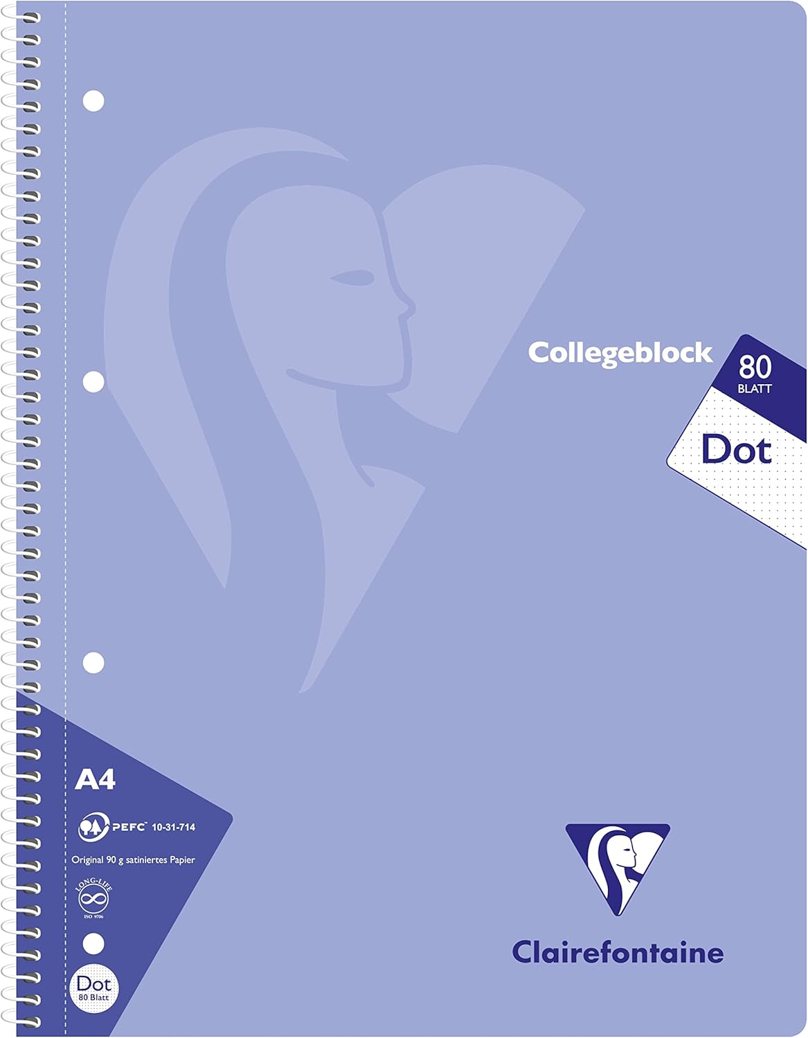 Clairefontaine 306253C Pack of 5 Notebooks / College Notepads, DIN A4, 80 Sheets 90 g Dot/Dot Squared, Assorted Pastel Colours, 1 Pack – Bild 3