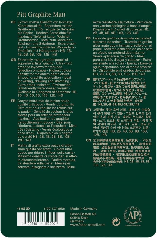 Faber-Castell Pitt Graphite 115220 Pencils Set Matte 11-Piece with Paper Wiper, Eraser and Sharpener – Bild 3