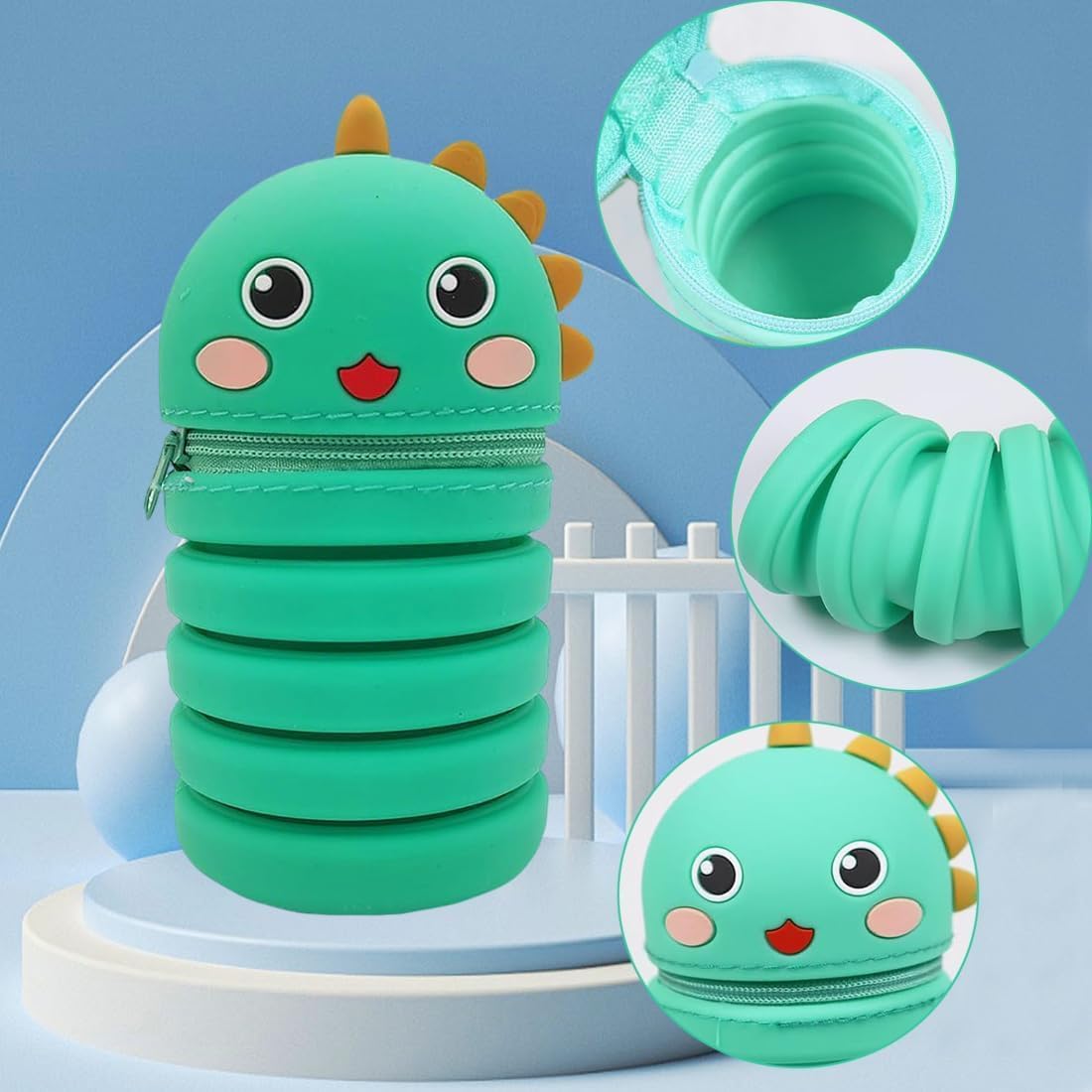 Federmäppchen Cartoon Bleistifthalter, Federmäppchen 2 in 1 aus Weichem Silikon, Federmäppchen Teleskopisch, Federmäppchen aus Weichem Silikon, für Teen Geschenk zum Schulanfang – Bild 3