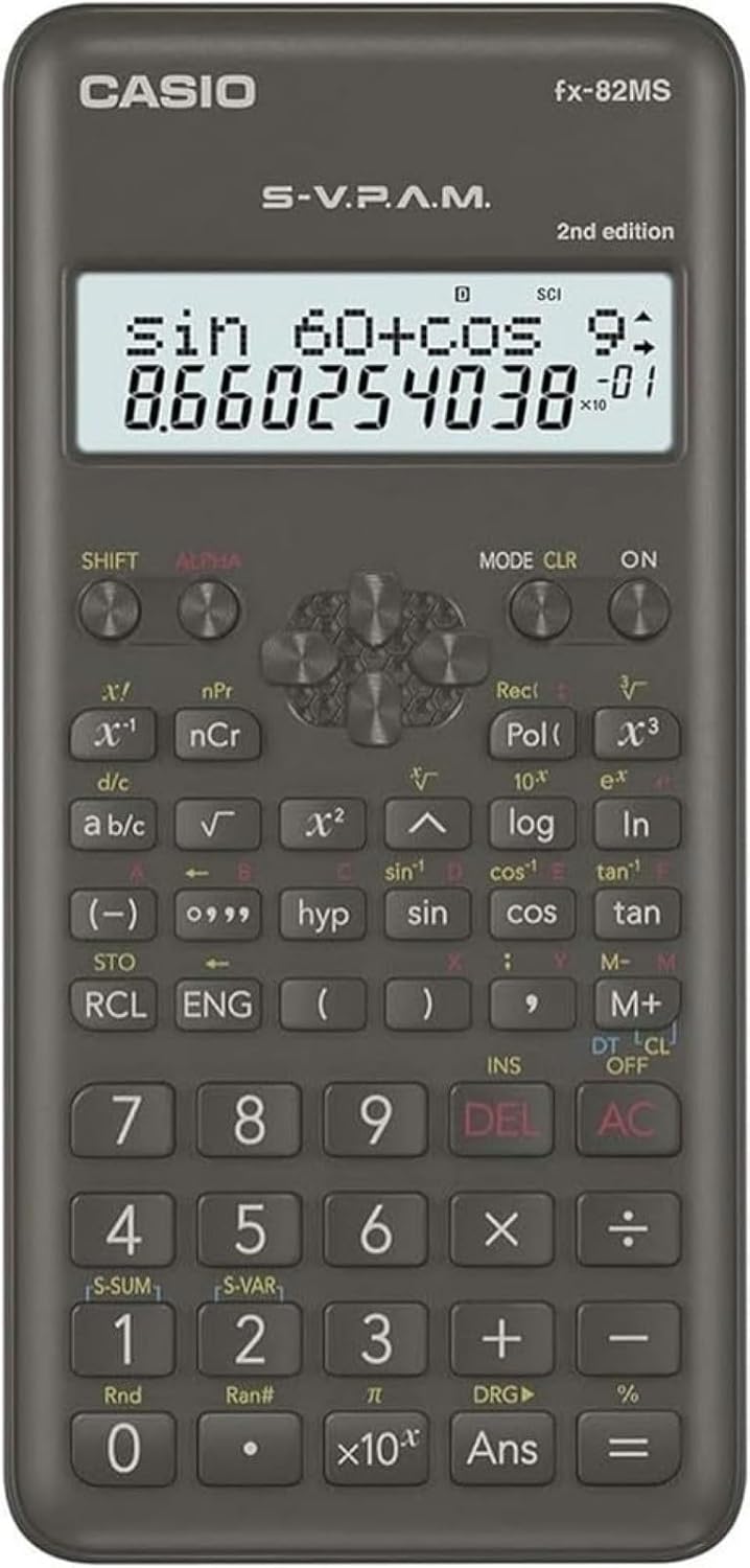 Casio FX-82MS-2 Scientific calculator, battery operated, gray