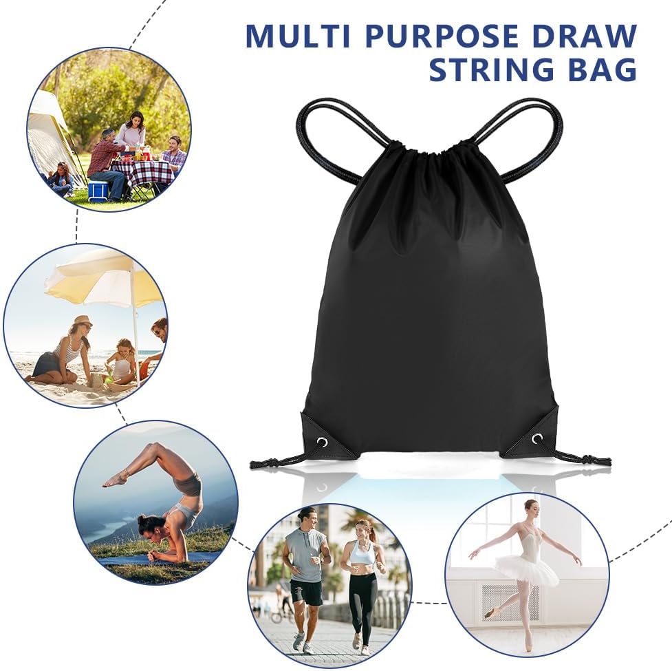 flintronic Drawstring Bag, PE Bag Drawstring Gym Bag, Large Capacity Drawstring Sports Bag, Waterproof Swimming Bag, Drawstring Backpack for Sports, Beach, Travel, Gym - Unisex – Bild 6