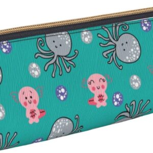 Kawaii Axolotl-Tiermuster-Bleistiftbeutel, dreieckiges Stiftetui, tragbarer Bleistiftbeutel, Leder-Organizer mit Reißverschluss, Kosmetiktasche