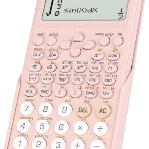 OSALO Scientific Calculator 417 Function 10+2 Digits Written Display Solar and Battery Calculator Protective Case for School Pink (OS 991ES Plus 2nd Edition)
