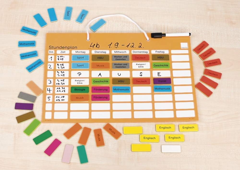TimeTEX 94917 Magnetic Timetable Board, 81 Pieces, Wall Timetable, 41 x 28 cm – Bild 3