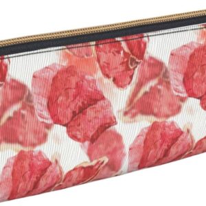 Delicious Steak Pattern Pencil Case Cosmetic Bag Pen Bag Leather Triangle Storage Bag Zipper Stationery Organizer for Adults Office, Delicious steak pattern, Bag organiser