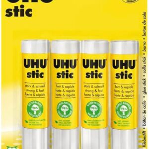 UHU stic, the Proven Glue Stick, Sticks Strongly, Quickly and Permanently, 4 x 21 g