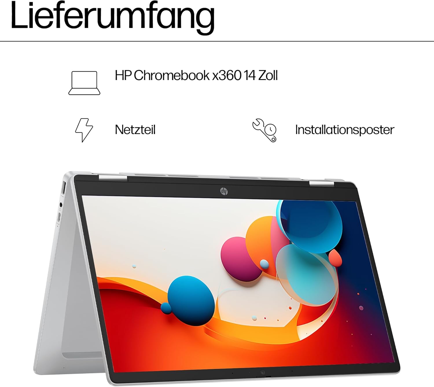 HP Chromebook x360 Laptop, 14 Inch Touchscreen, Intel Processor N100, 4 GB DDR4 RAM, 128GB eUFS, Intel UHD Graphics, ChromeOS Operating System, QWERTZ, Gemini, Silver – Bild 14