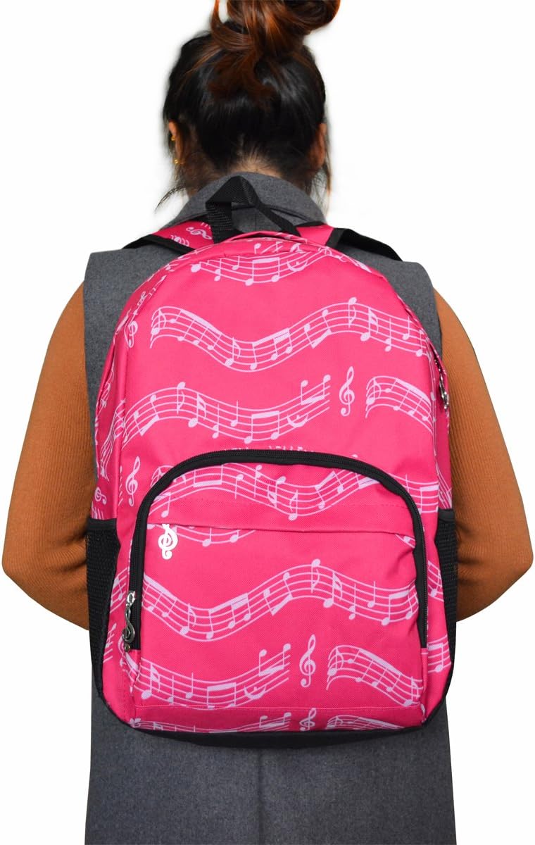 PUNK Oxford Musical Notes Print Backpack for School Boys Girls Stylish Art Bookbags (Musical Notes Patterns Pink) – Bild 6