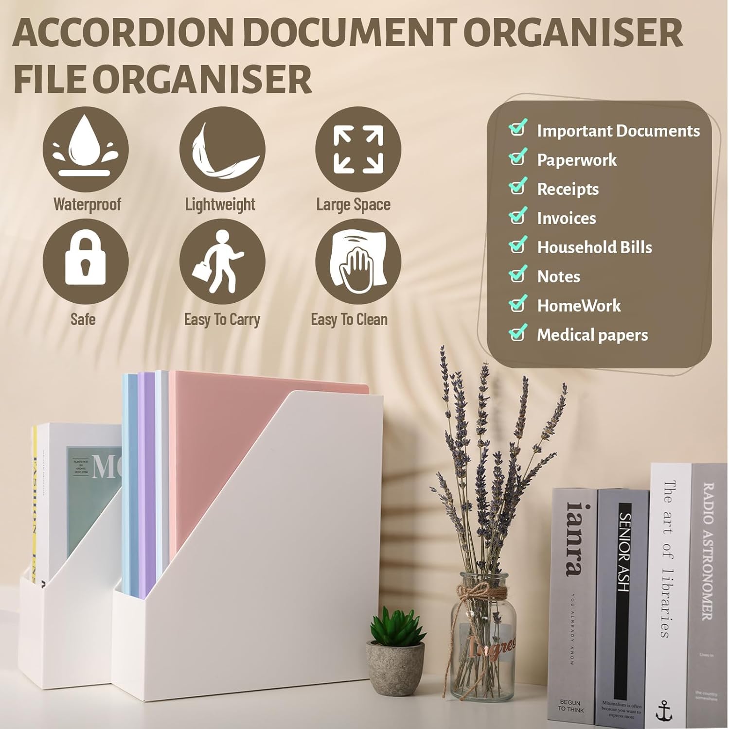 SKYDUE A4 Document Folder, Expanding Folder A4 with Compartments, Post Folder Organiser Folder A4, Organiser Folder 4 for Home, Office, School and Travel, Back to School (Green) – Bild 3