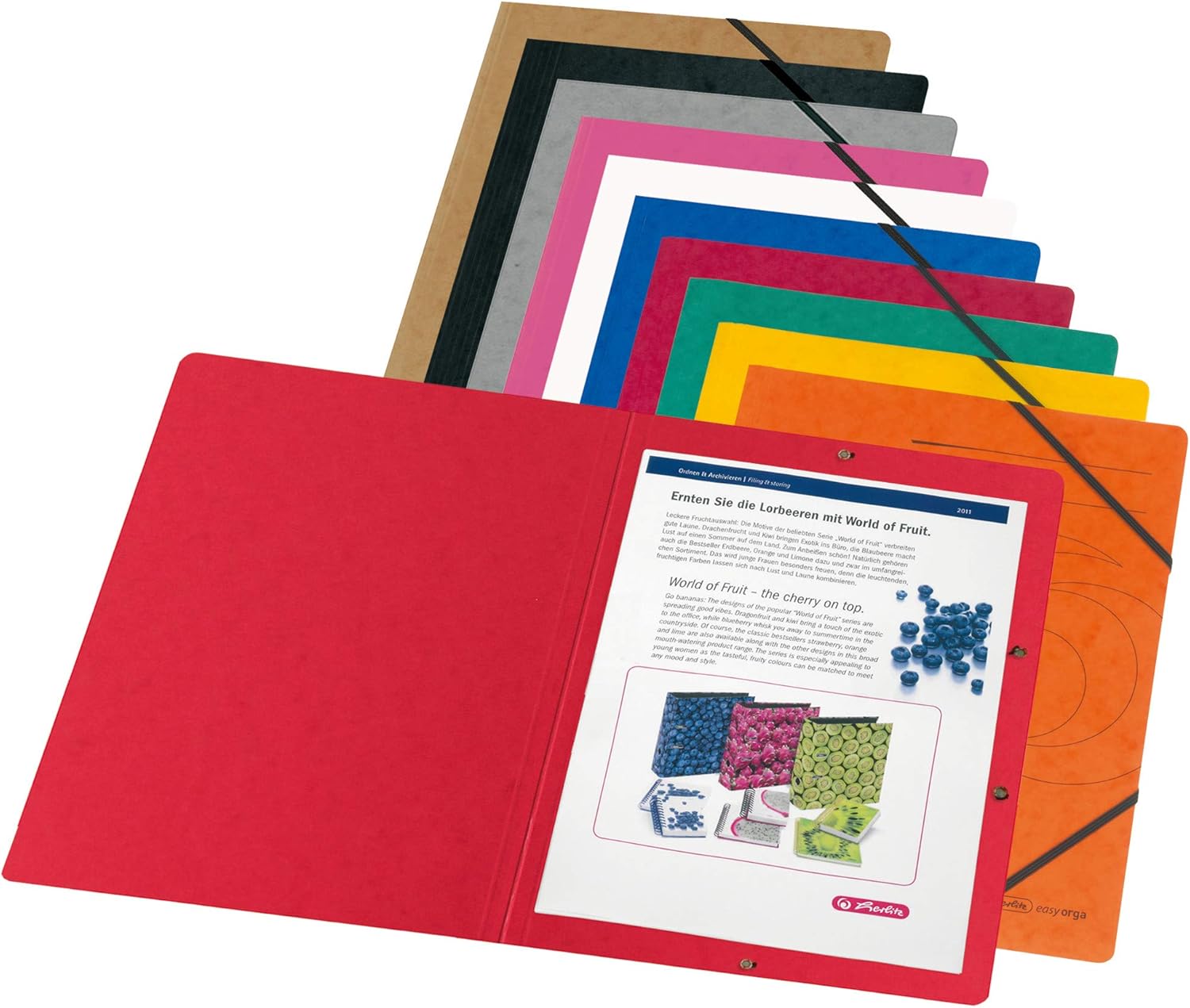 Herlitz 11166816 A4 Colorspan Elastic Folder, 355g/qm - Assorted Colours (Pack of 10) – Bild 2