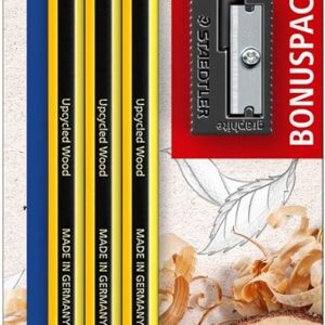 STAEDTLER Noris HB Hexagonal Pencils, Set of 3 Incredibly Shatterproof Pencils, 1 Sharpener, 1 Eraser, High Quality, Made in Germany, 120 SBK3P1