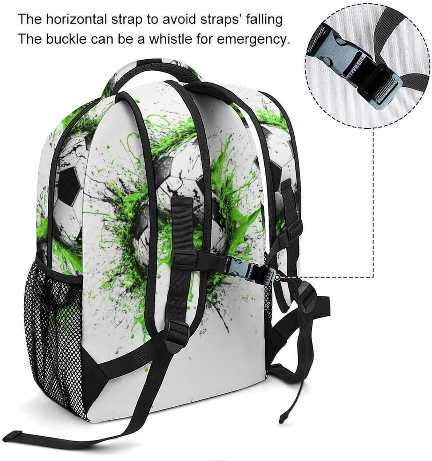Easy to Clean Sports Children's Backpack Football Design Art - Stain Resistant Materials – Bild 5