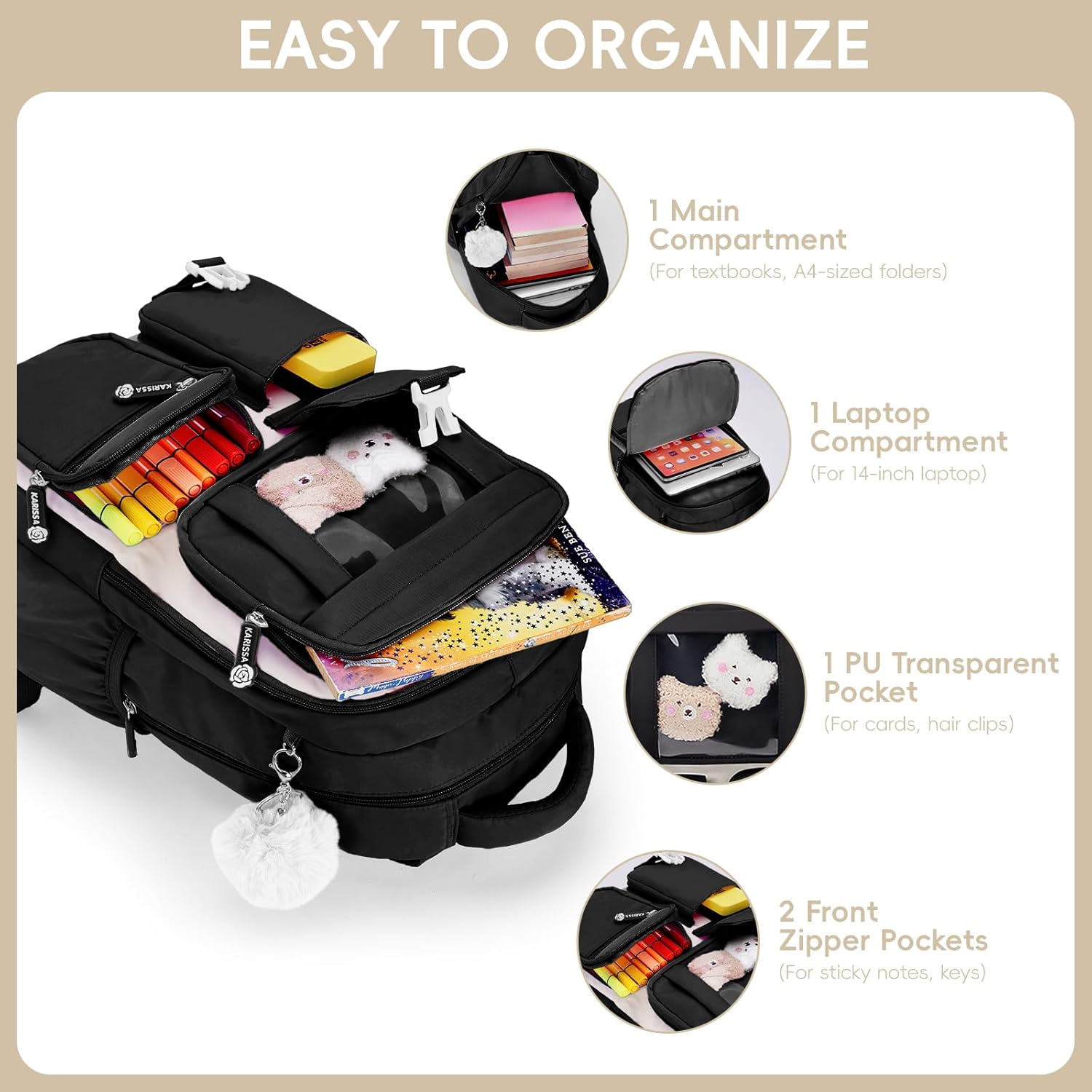 School Bag Girls Backpack School Girls Breathable School Backpack for Girls 1st - 5th Grade Casual School Bag Kids for Primary School Middle School – Bild 4
