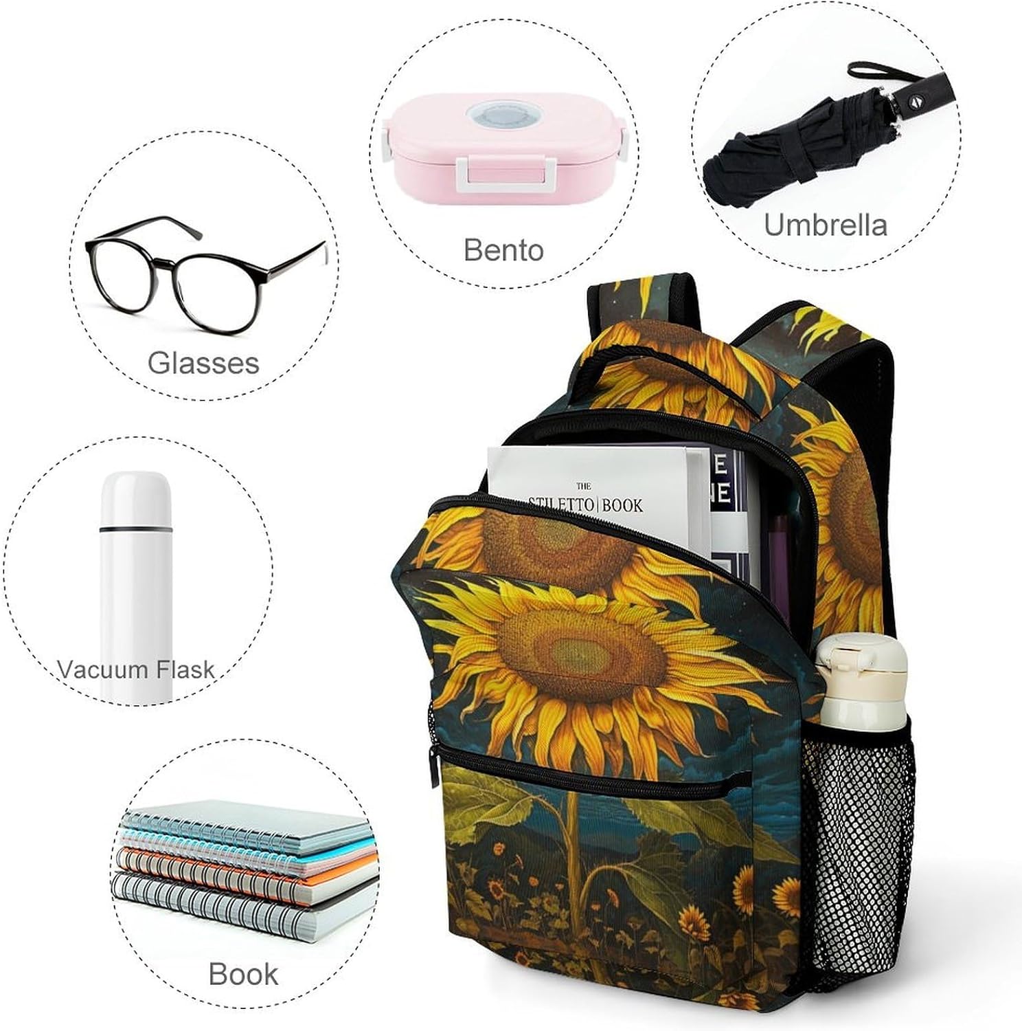 Tragekomfort Pflanze Kinderrucksack Watercolor Blumes - Individuell Einstellbare Brustgurte – Bild 4