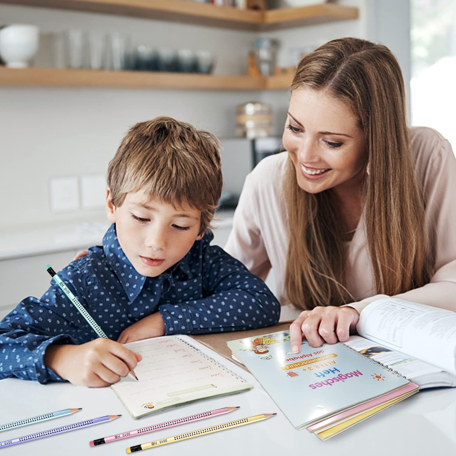 Surcotto HB Pencils, Pack of 30 HB Pencils with Eraser and Sharpener, Pre-Sharpened Triangle Pencils for Writing, Drawing at School and Home, New Packaging – Bild 6