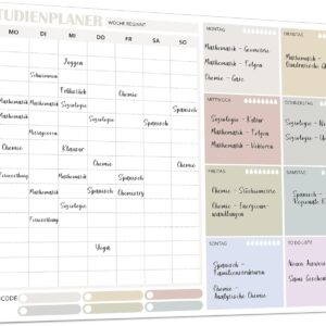 Study Planner, A4, 50 Sheets – Teacher Supplies, Weekly Planner Pad for Students – Study Essentials, School Supplies, School Supplies, School Supplies, Timetable – Learning Planner to Write on
