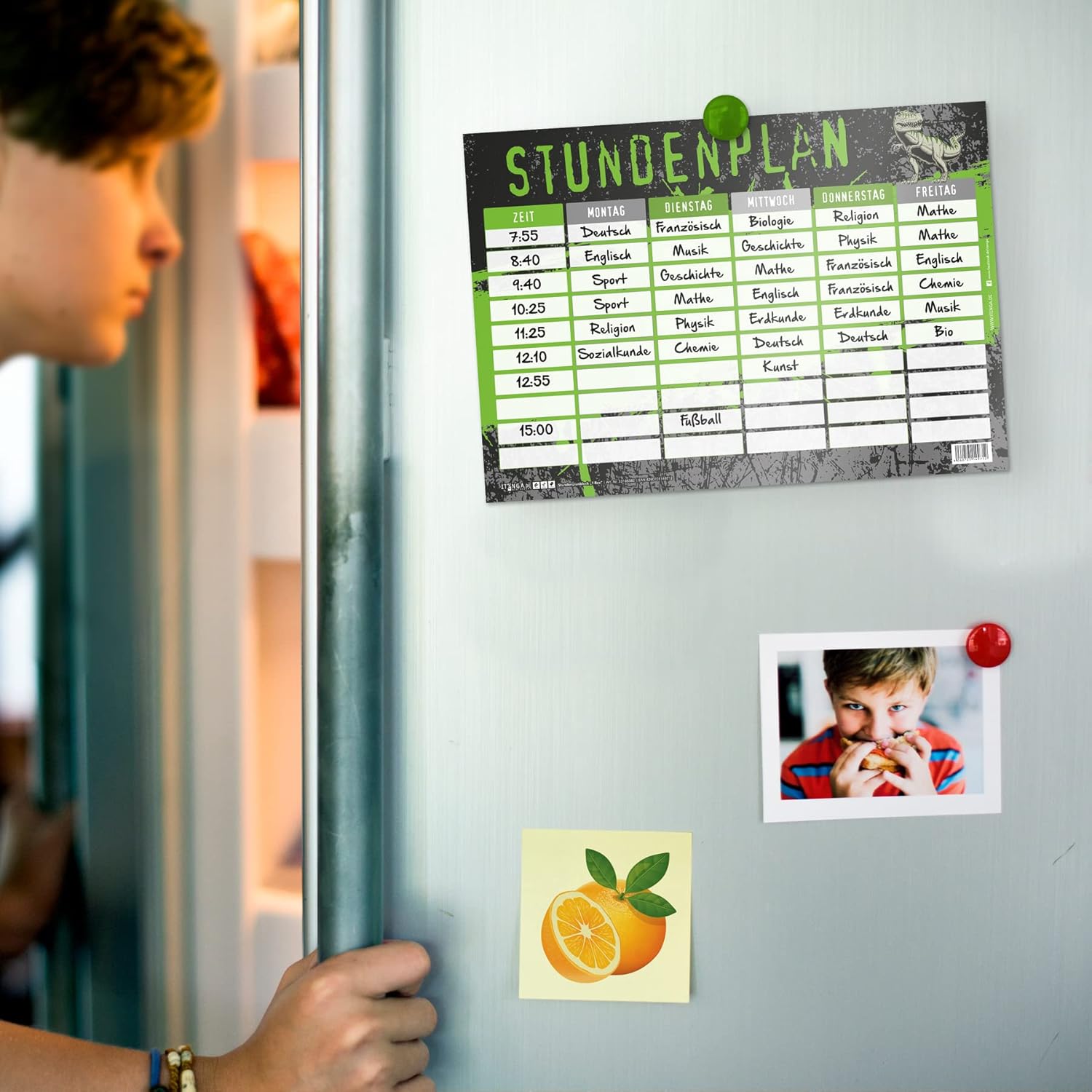 itenga Timetable DIN A4 as a pad, 25 sheets, motif T-Rex dinosaur timetable pad – Bild 4