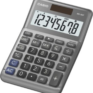 Casio Desktop Calculator MS-80F, 8-Digit, Tax Calculation, Square Root, Aluminium Front, Sign Change, Solar/Battery Operated