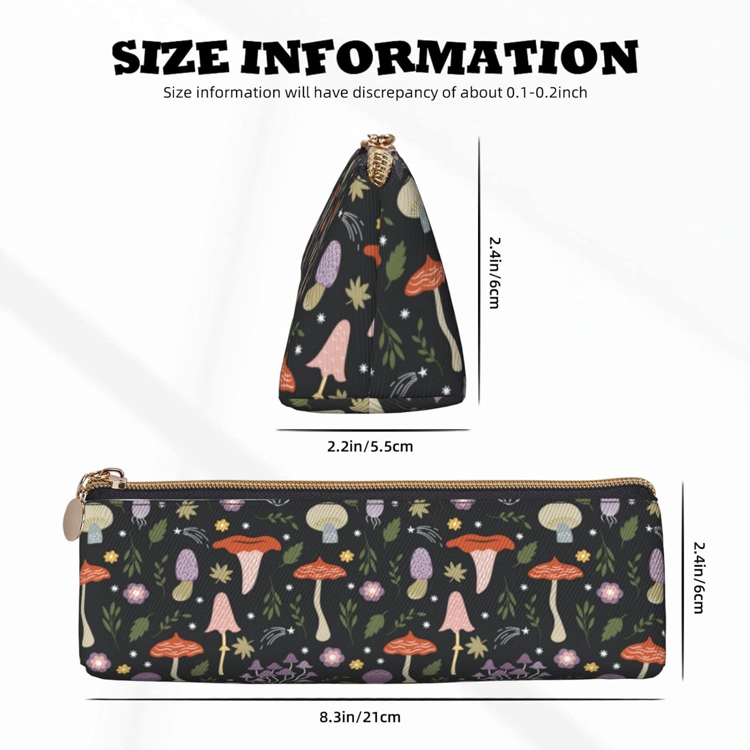Mushroom Pencil Case, Triangle Pencil Case, Portable Pencil Case, Leather Organizer with Zipper, Cosmetic Bag, White, Bag organiser – Bild 6