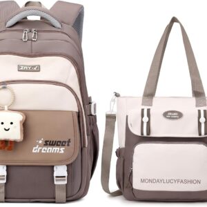 School Backpack Girls Set, School Bag for Girls 3rd to 7th Grade, 36L School Bag Girls with Shoulder Bag, Casual Backpack Teenager Daypack with Tags