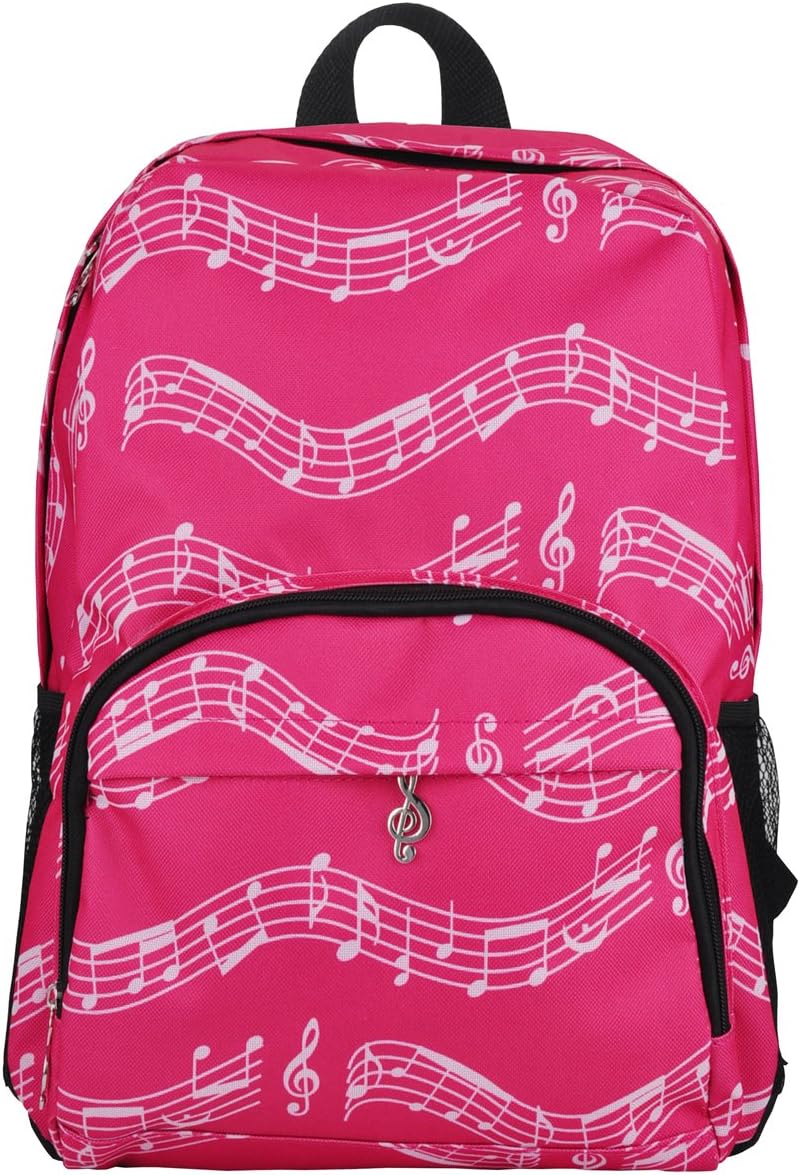 PUNK Oxford Musical Notes Print Backpack for School Boys Girls Stylish Art Bookbags (Musical Notes Patterns Pink)
