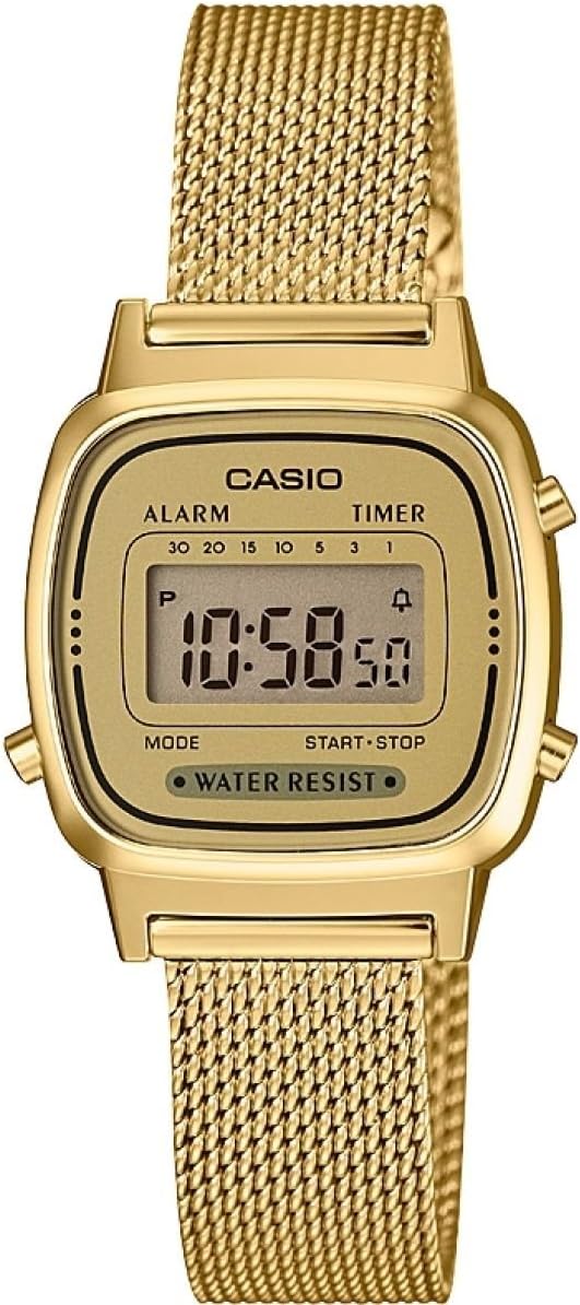 Casio Women's Digital Quartz Watch with Solid Stainless Steel Bracelet