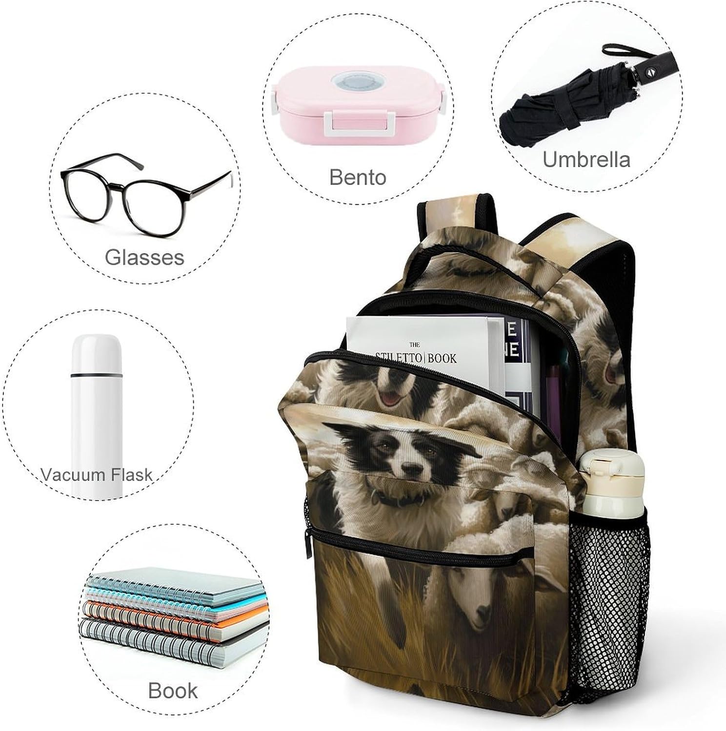 Parent's Nemppfoften Animal School Backpack BullHundgege - Easy Packing Thanks to Clear Compartments – Bild 4