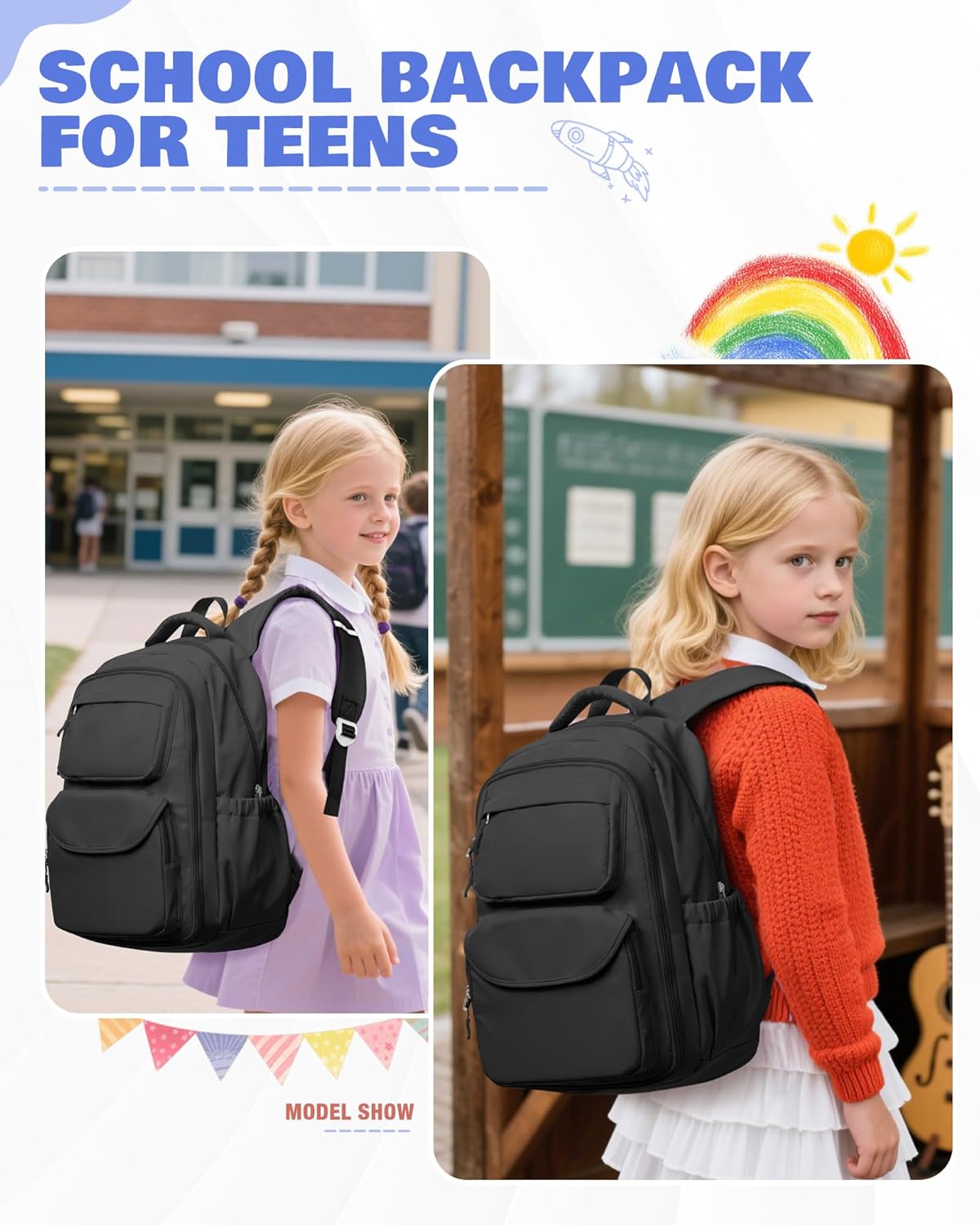 coofay School Backpack Teenager Backpack Girls School Bag Girls 5th Class School Bag Backpacks School Bag School Bags – Bild 5