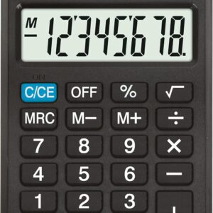 DONAU Tech Calculator / 8-Digit Root Function / 8.9 x 5.6 x 1.1 cm / Black / Calculator with 8-Digit Display / Battery Operated / Compact Design