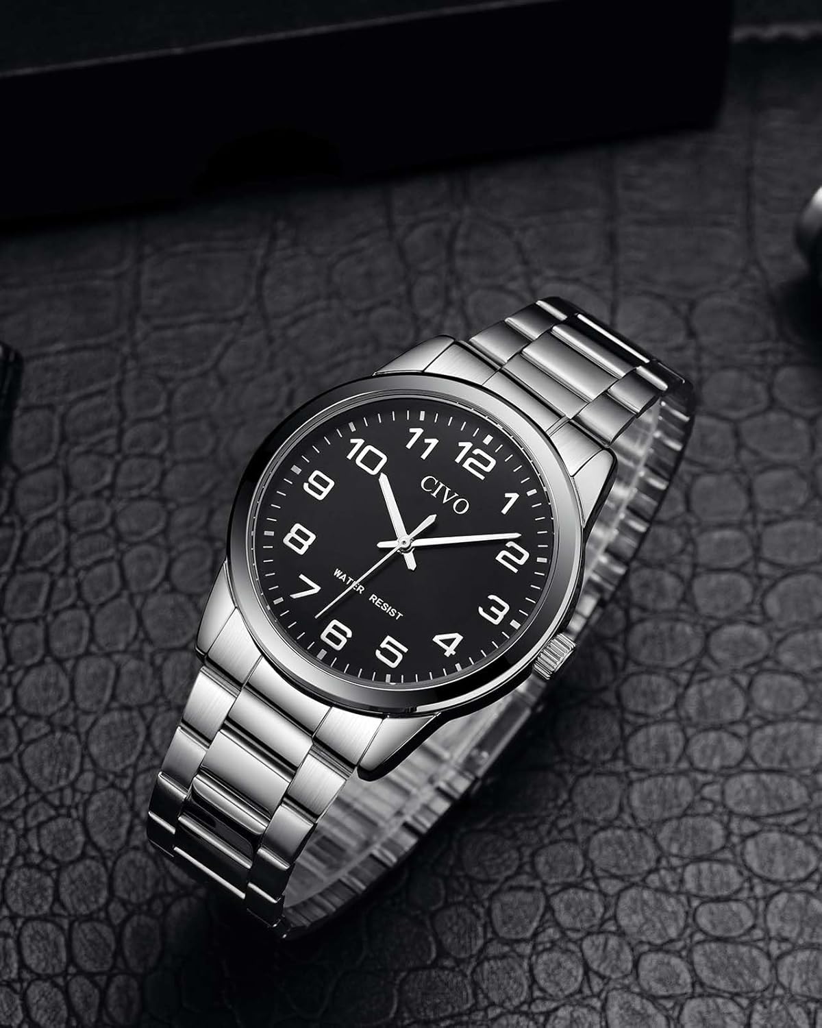 CIVO Men's Casual Analogue Quartz Watch, Easy to Read Silver Stainless Steel Waterproof Watch – Bild 4