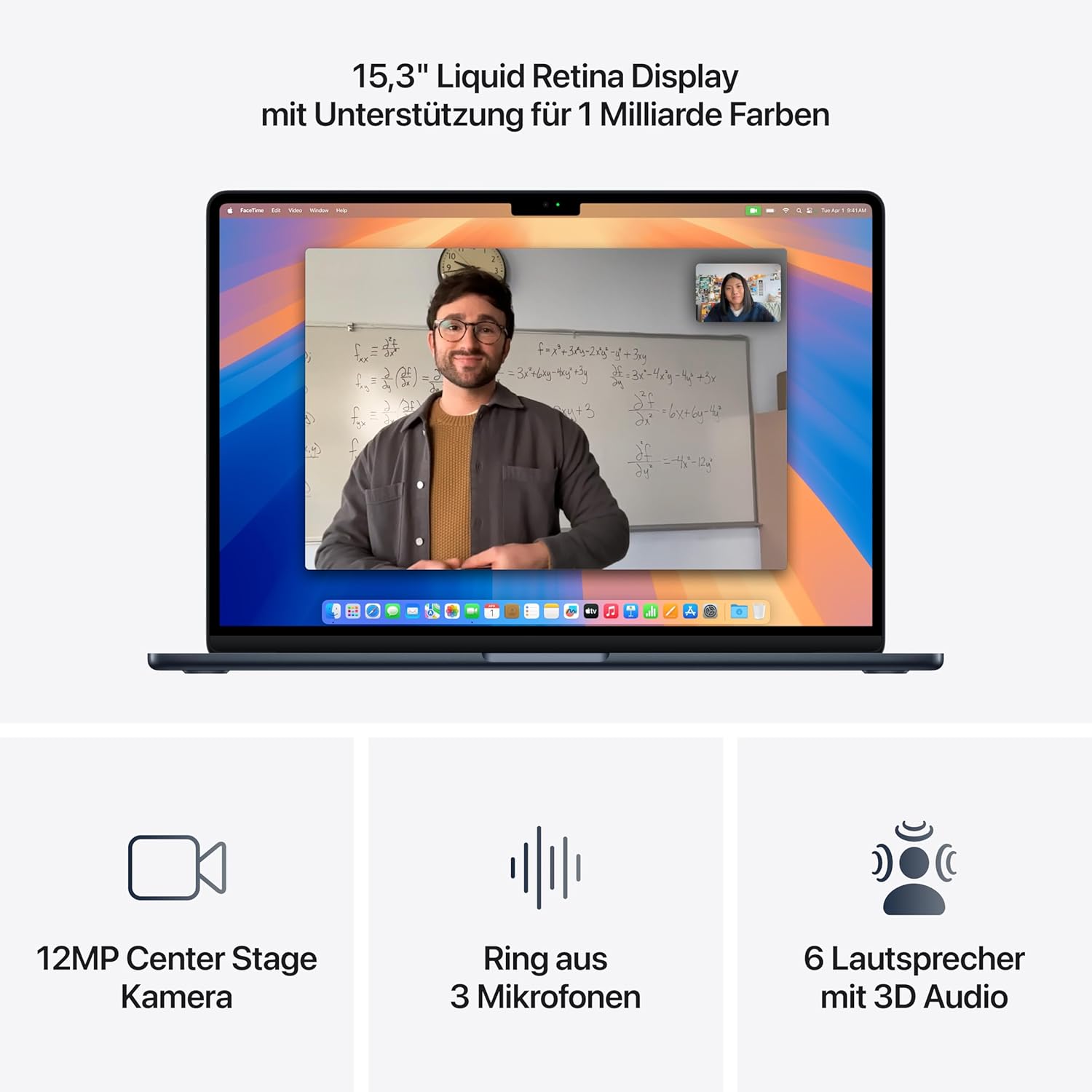 Apple MacBook Air (15 inch, Apple M4 Chip with 10-Core CPU and 10-Core GPU, 16GB Shared Memory, 256GB) - Midnight – Bild 3