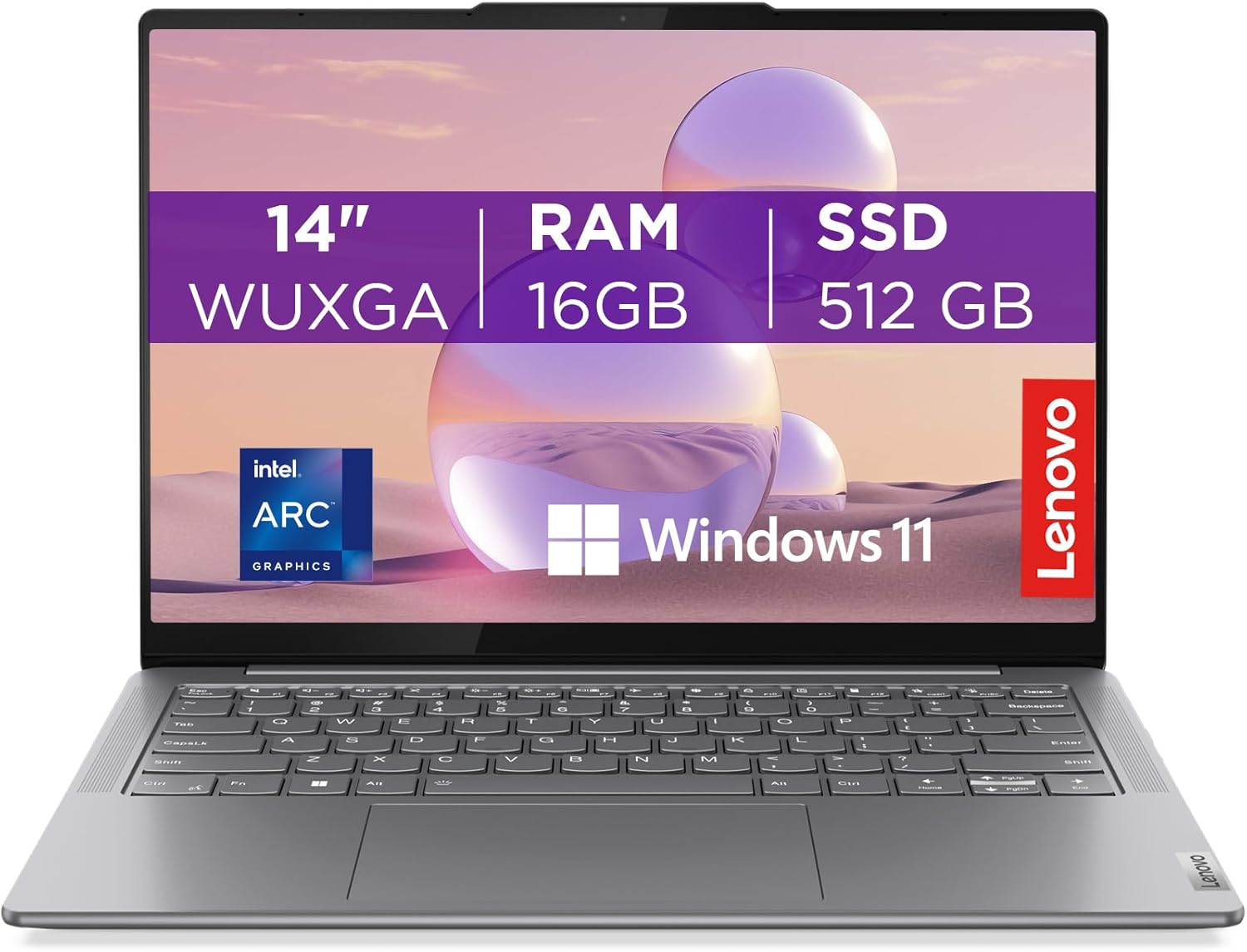 Lenovo Yoga Slim 7i AI Laptop, 14 Inch WUXGA OLED Display, Intel Core Ultra 7, 16GB RAM, 512GB SSD, Intel Arc Graphics, Windows 11, QWERTZ, Luna Grey, 3 Months Premium Care