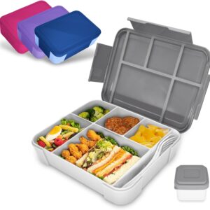 IJIAMY Children's Lunch Box with Compartments, 1300 ml Lunch Box Children, Leak-Proof Bento Box, Children's Lunch Box for Nursery and School (Grey)