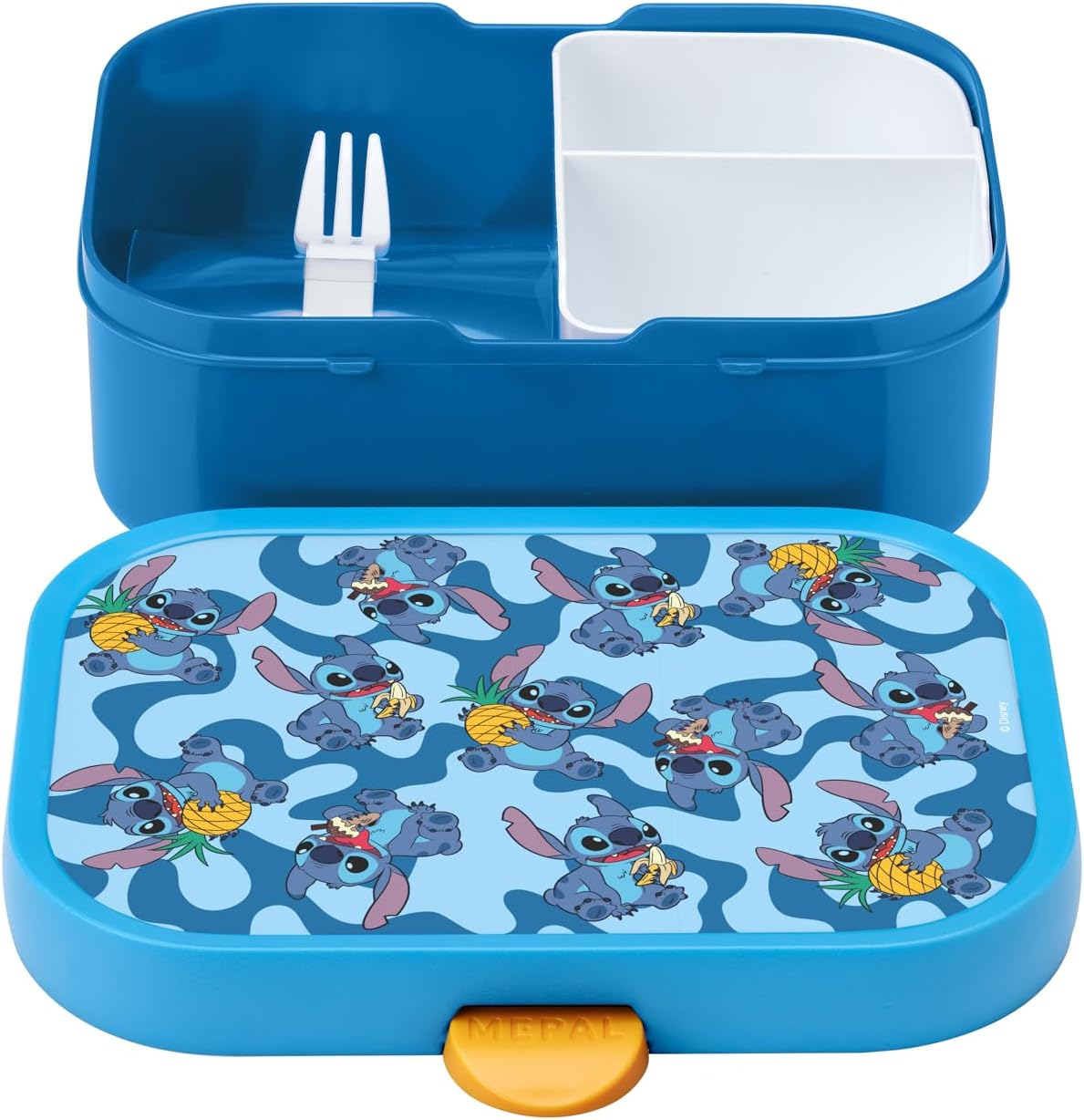 Mepal - Campus Lunch Box - Bento Lunch Box for Children - Lunch Box with Bento Compartment and Fork - Meal Prep Box with Clip Closure - BPA Free & Dishwasher Safe - 750 ml - Stitch – Bild 2