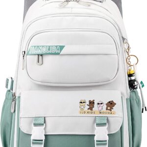 Jansben Canvas Rucksack, School Backpack, Laptop Backpack for Women, Teenagers and Girls – with USB Charging Port – 14 Inch Laptop Day Pack for Travel, School and Work