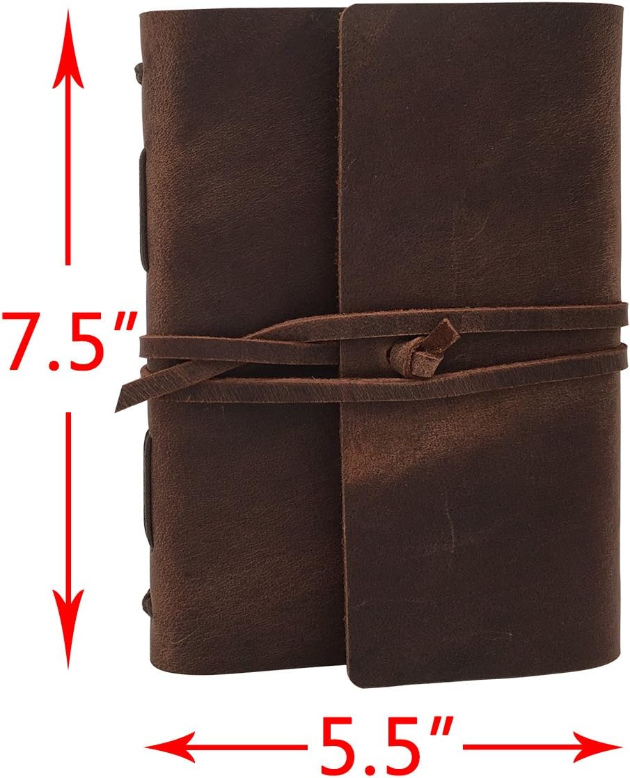 Leather Notebook Diary - Unisex Notepad, 240 Kraft Paper Vintage & Handmade Notebook Leather, Brown A6 Notepad Format - Brown, 5 x 7 Inches – Bild 5