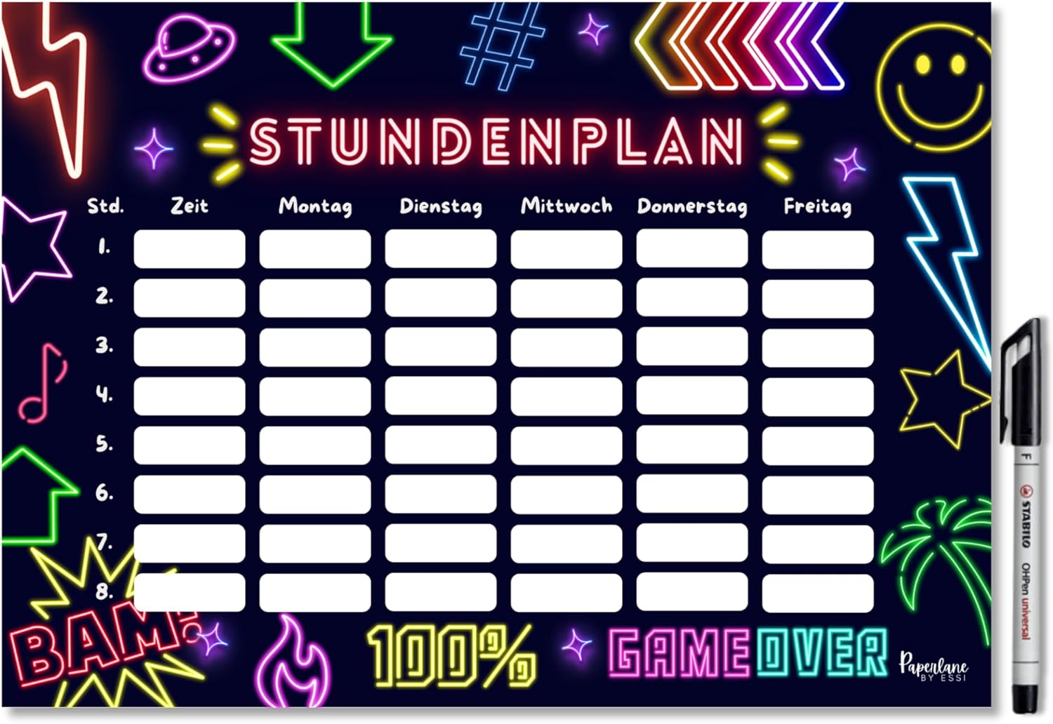 Neon Magnetic Wipe Clean Timetable (Neon, Magnetic Timetable with Pen)