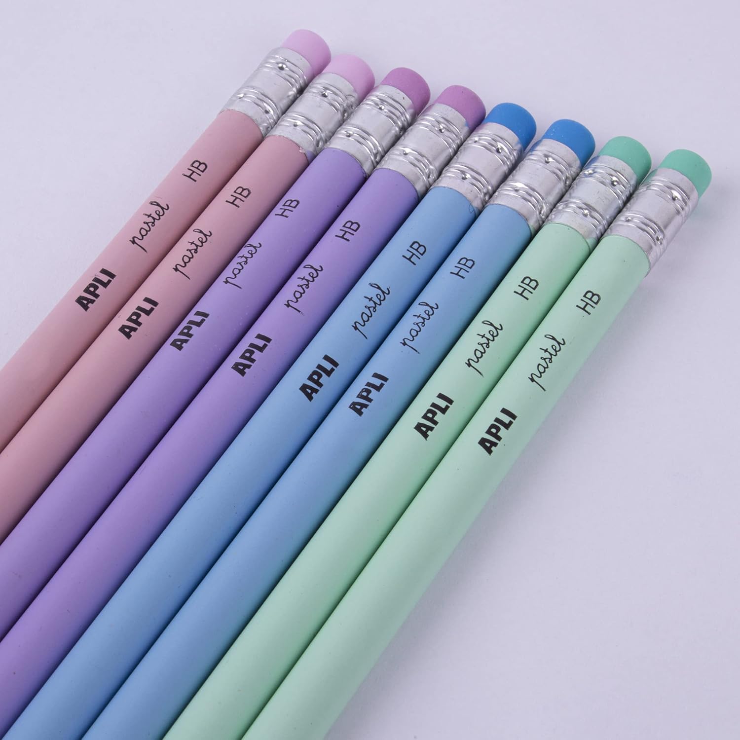 APLI Pack of 8 Pastel Graphite Pencils HB with Eraser 18824 – Bild 4
