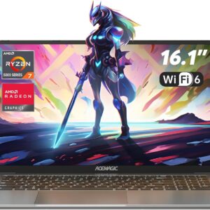 ACEMAGIC Ryzen 7 5700U Laptop 16.1 Inch FHD Display, 16 Thread, 4.3 GHz, 16 GB DDR4 512 GB SSD M.2, Keyboard with Backlight, Metal Housing Computer, WiFi 6, BT5.2, HDMI, Type C, High Performance