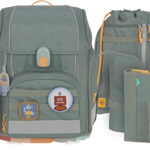 LÄSSIG Boxy Unique 7-Piece Children’s School Bag Set, Letters Green, Unit size, Casual
