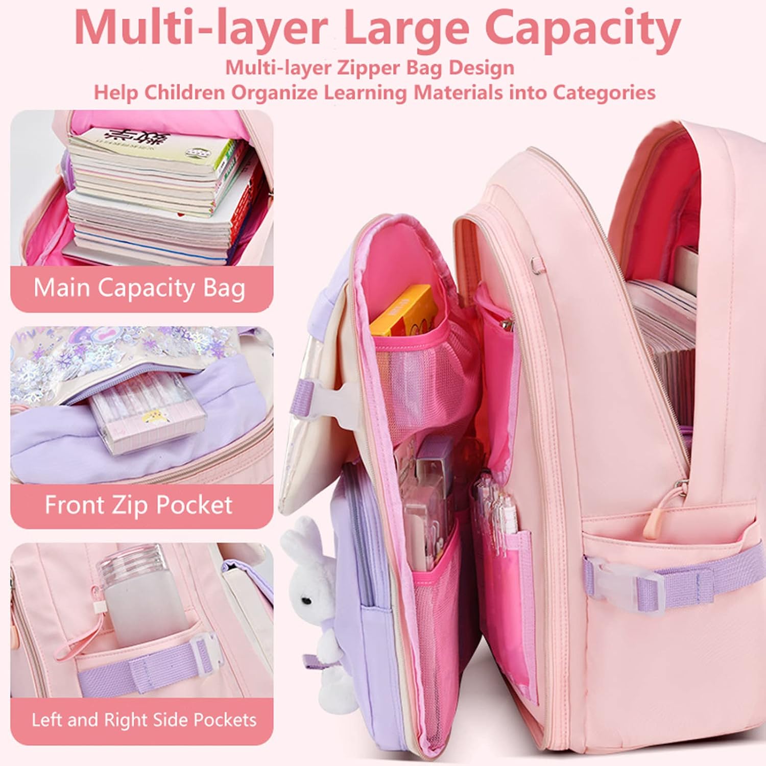 Backpack for Girls Quicksand Fridge Door Girls Backpack Kawaii Backpack Kids Cute School Bag for School Children Backpack for Teenagers Girls School Bag – Bild 5