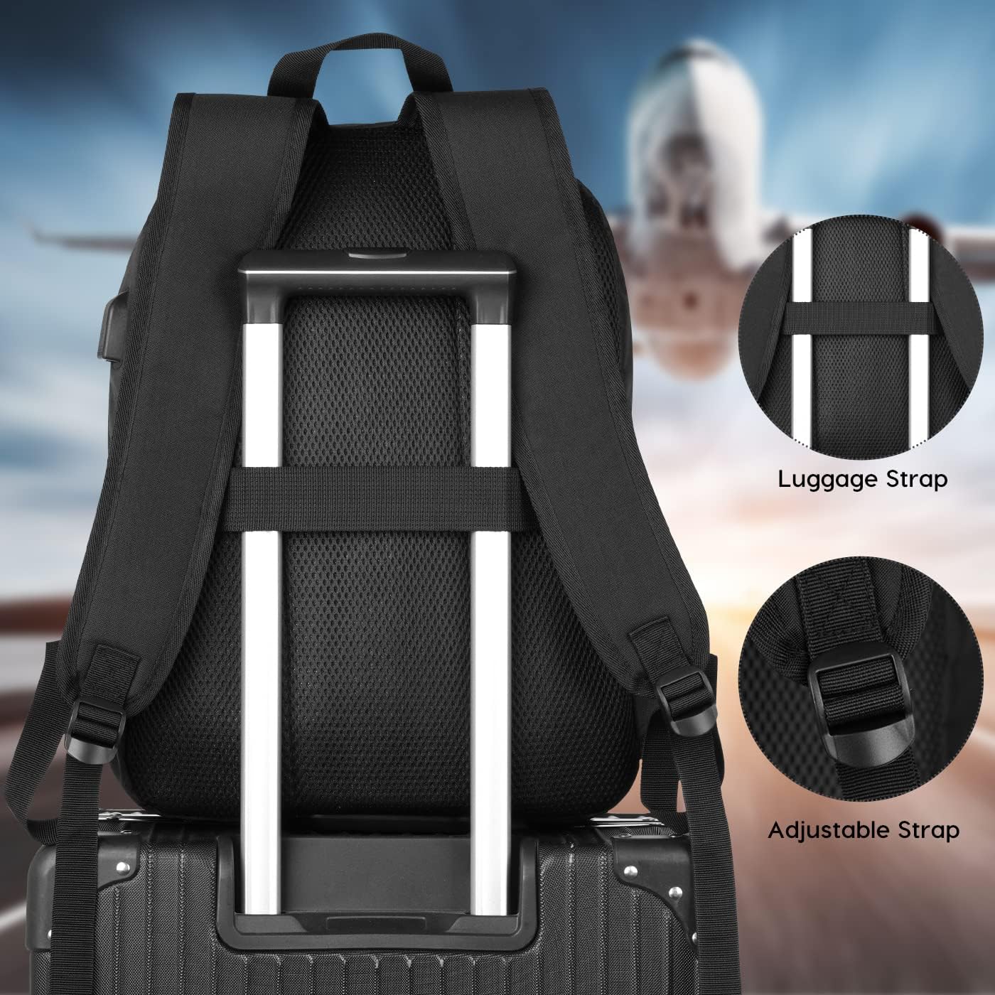 Yamtion Backpack Laptop Men's Backpack Women’s School Backpack Boys; Teenager School Bag Girls’ School Bag for Study, Work, Travel, USB Charging Port – Bild 5