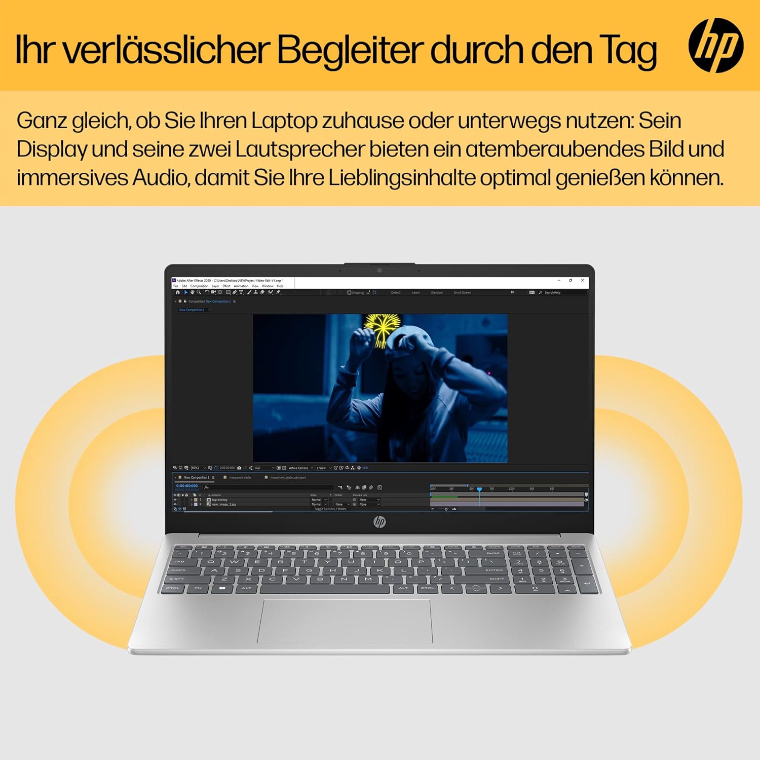 HP 15.6-Inch FHD IPS Display, AMD Ryzen 5 7520U, 16 GB RAM, 512 GB SSD, AMD Radeon Graphics, Windows 11 Home, QWERTZ Keyboard, Silver, with HP Fast Charge – Bild 3