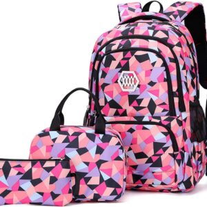IvyH School Backpack Girls Teenagers Children's Backpack with Lunch Bags Pencil Case Backpacks Teenagers Boys 3-in-1 School Bag for School