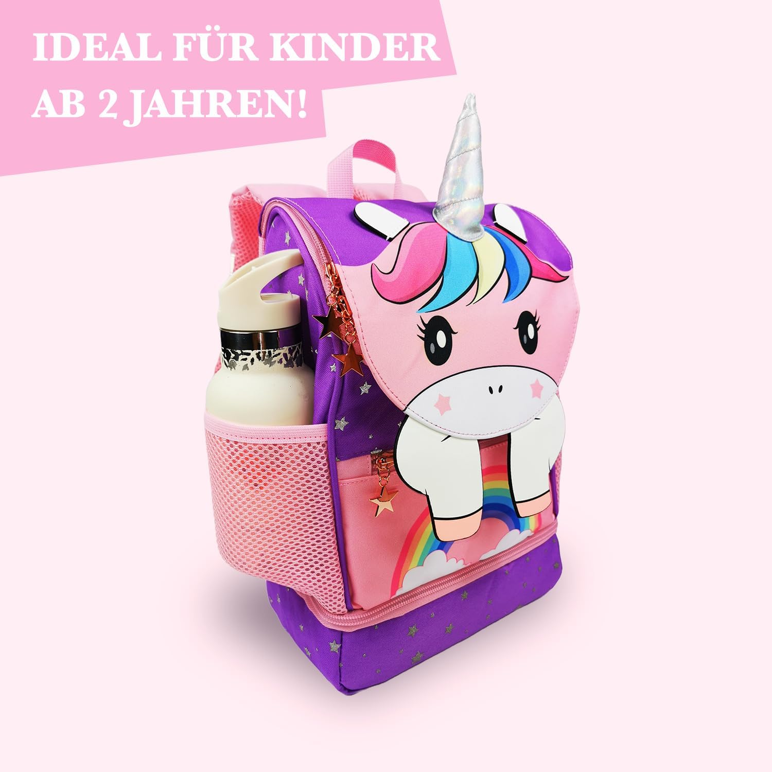 Nursery Backpack Girls & Toddler Backpack from 3 Years High-Quality Unicorn Children's Backpack with Chest Strap – Ideal for Leisure, KiTa, Nursery, pink – Bild 2