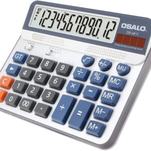 OSALO OS-6815 Large Desktop Calculator Large 12-Digit LCD Display Solar Calculator