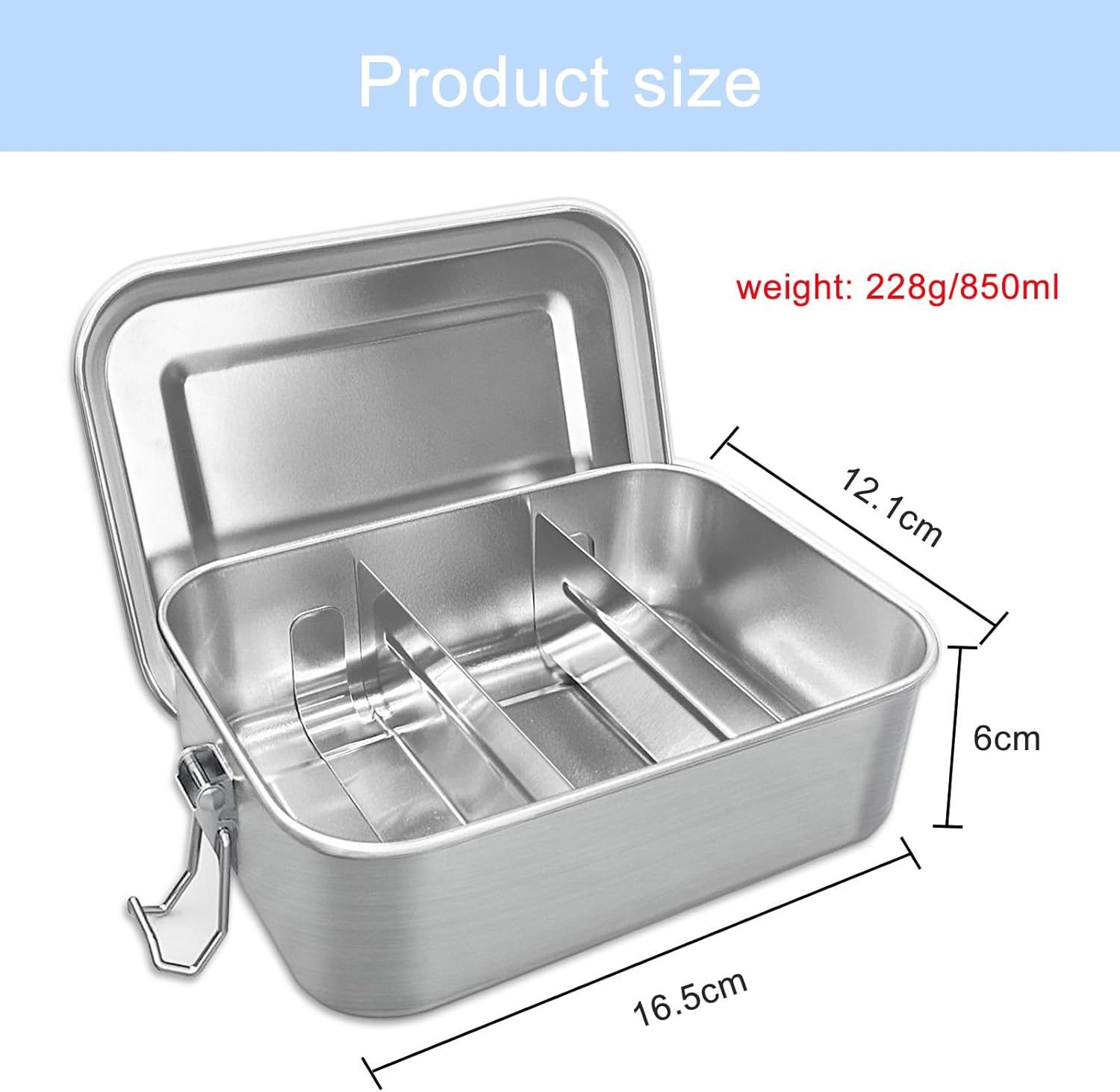 Nutabevr Stainless Steel Lunch Box, 850 ml Lunch Box, Leak-Proof with Divider and Sealing Ring, Sustainable and Environmentally Friendly, BPA-Free, Lunch Box, Lunch Box, Lunch Box, for Adults and – Bild 7