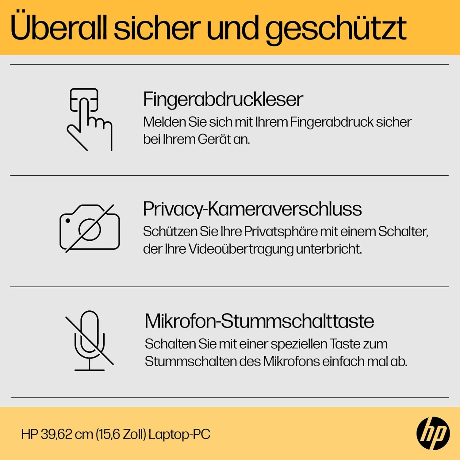 HP 15.6-Inch FHD IPS Display, AMD Ryzen 5 7520U, 16 GB RAM, 512 GB SSD, AMD Radeon Graphics, Windows 11 Home, QWERTZ Keyboard, Silver, with HP Fast Charge – Bild 11