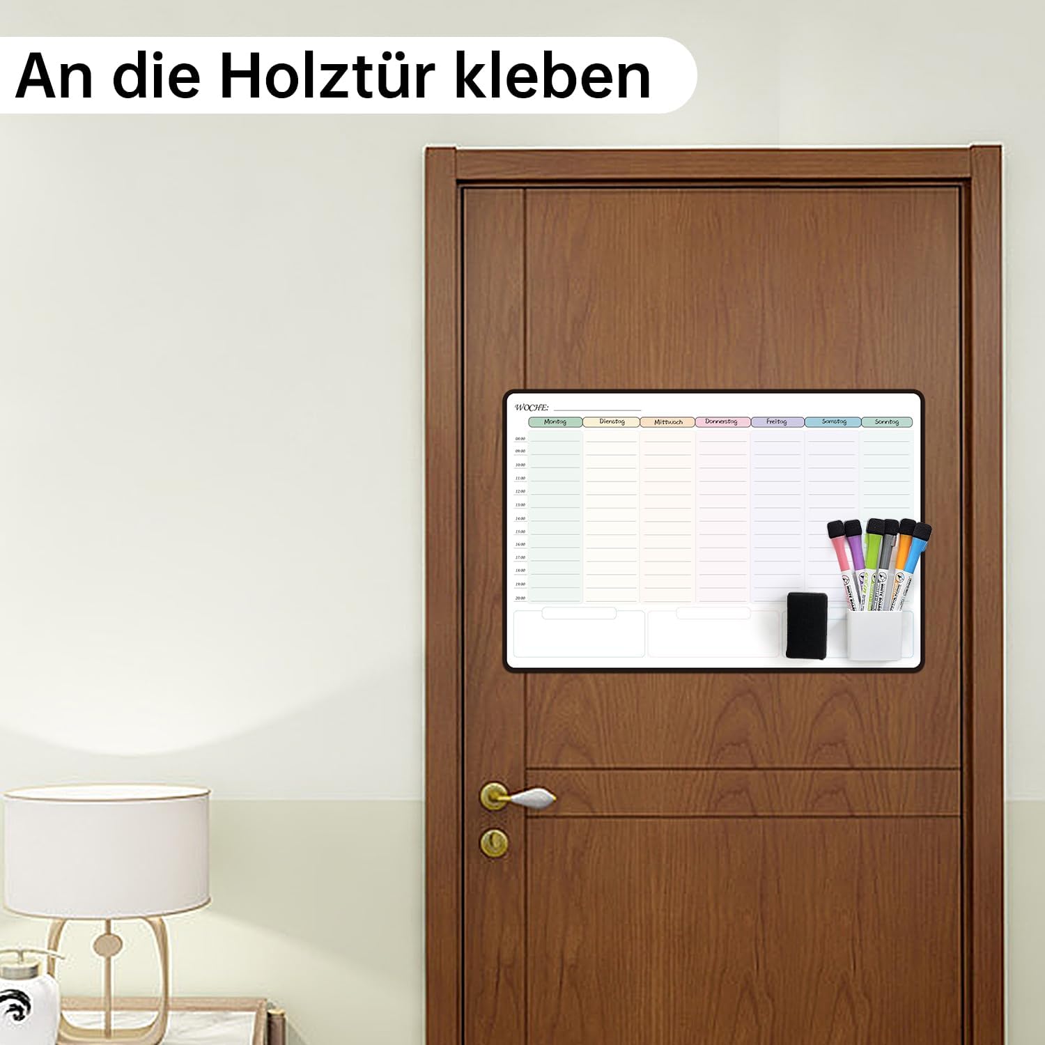 MCCORL 42 x 28 cm Whiteboard Weekly Planner Wipe Clean Self-Adhesive for the Wall, Glass and Wood (Any Smooth Surface) Planning Board, Memo Board in German – Bild 6