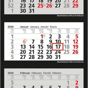 Herlitz Four Wall Calendar 2026 with Day Display (1 Piece, 4 Months)